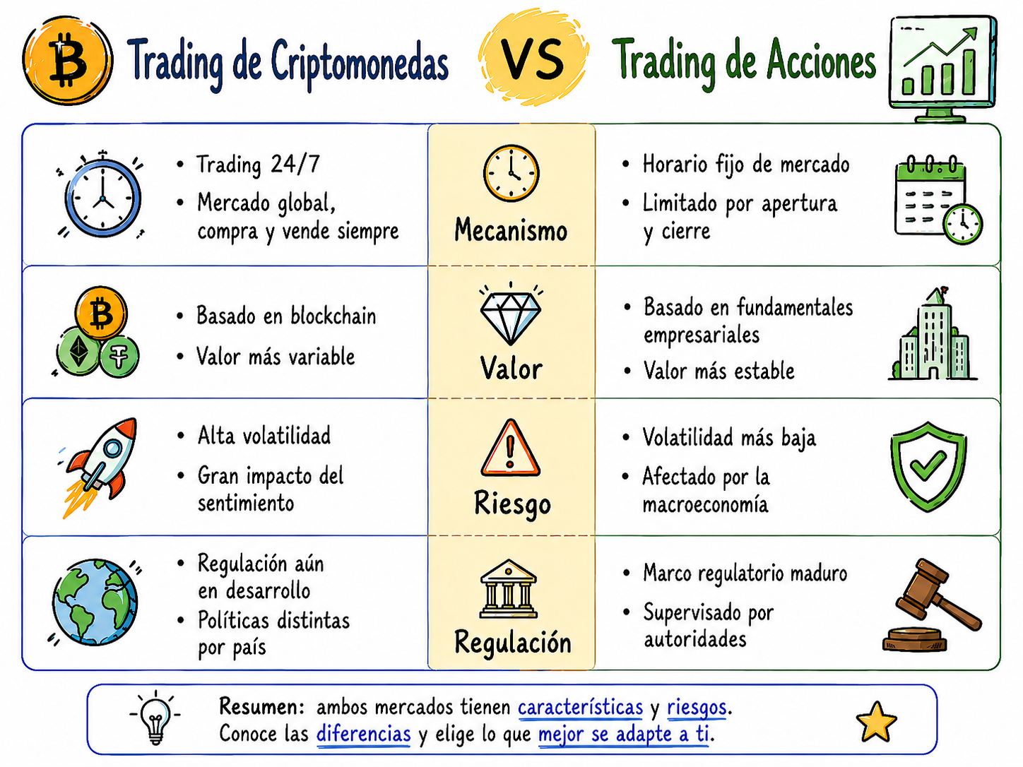 Negociación de criptomonedas vs. negociación de acciones: diferencias clave entre los dos mercados - Cripto