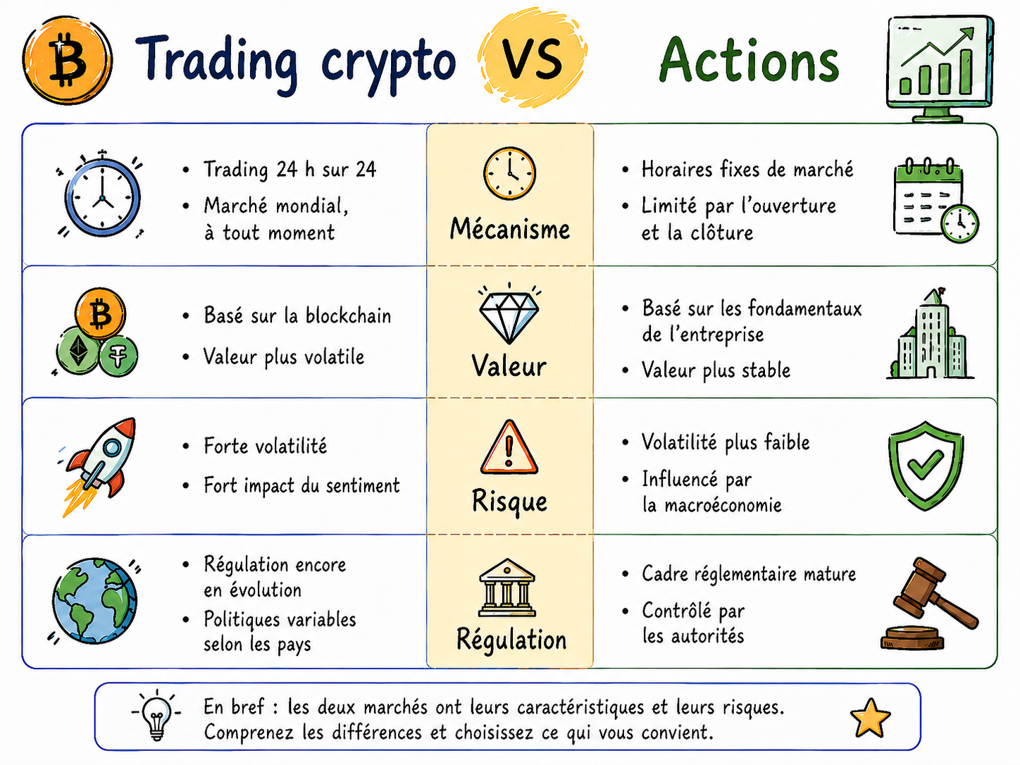 Trading de cryptomonnaies vs. trading d'actions : principales différences entre les deux marchés - Crypto