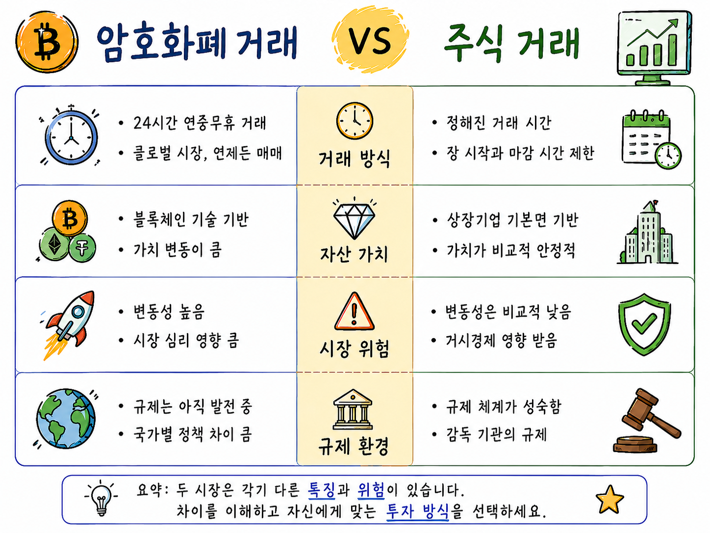 암호화폐 거래 vs. 주식 거래: 두 시장의 주요 차이점 - 암호화폐
